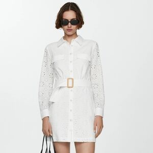 Mango Swiss embroidered shirt dress